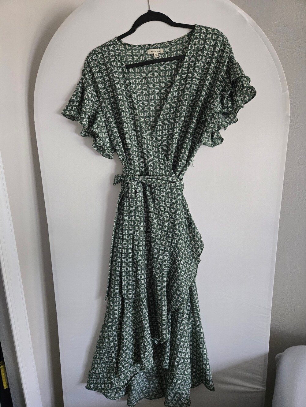 Green Patterned Wrap Maxi Dress